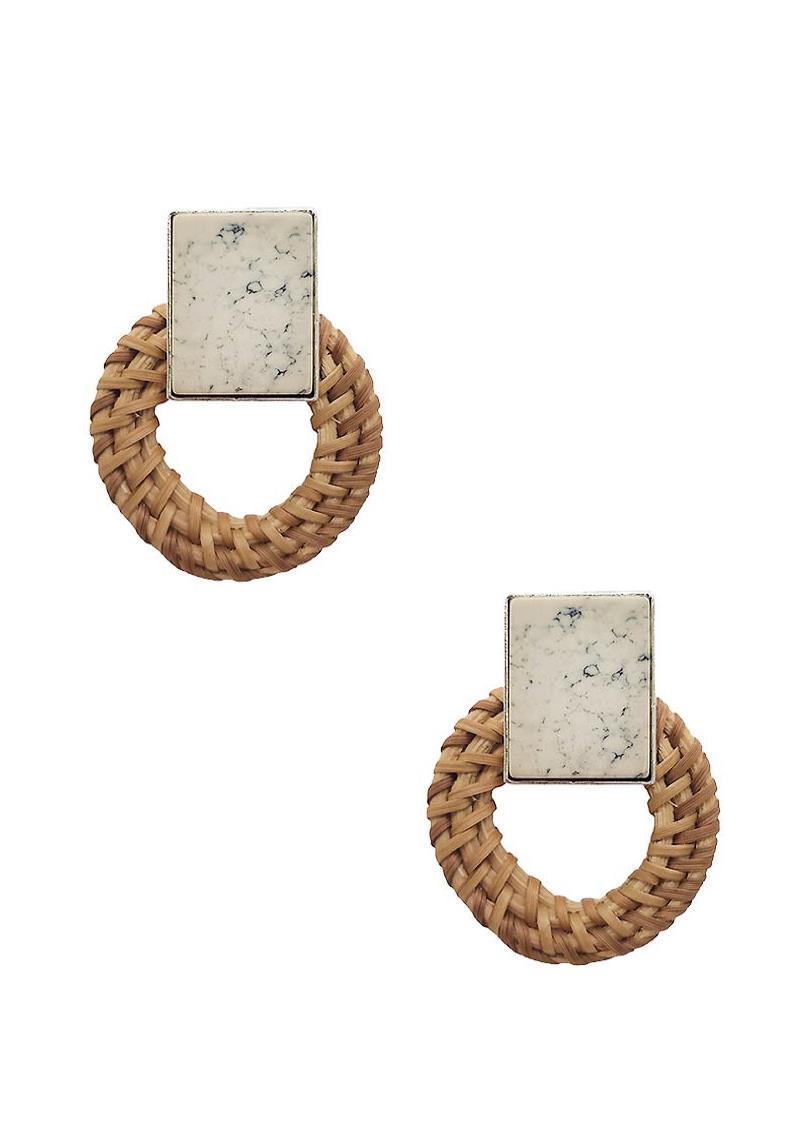 RATTAN NATURAL STONE EARRING