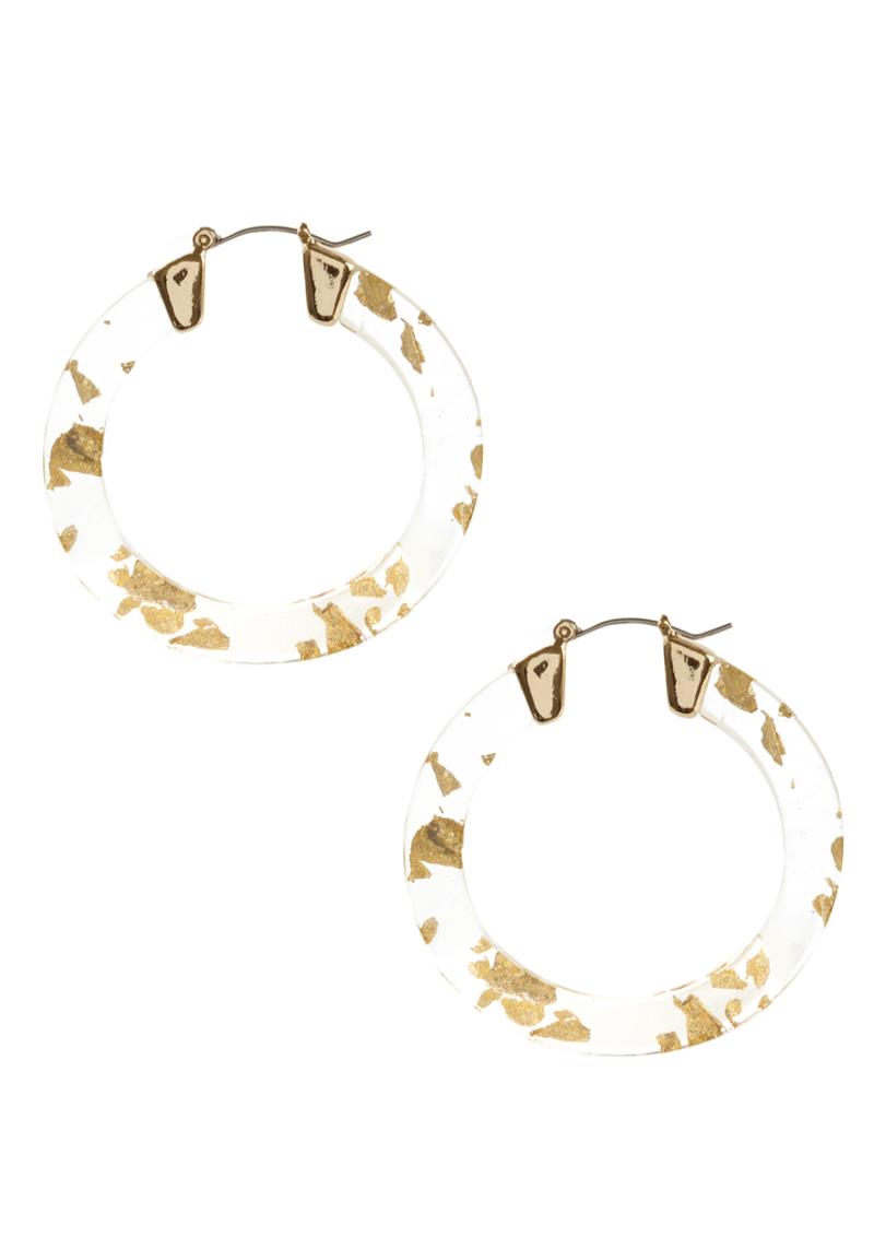 CLEAR GOLD FLAKE HOOP EARRING