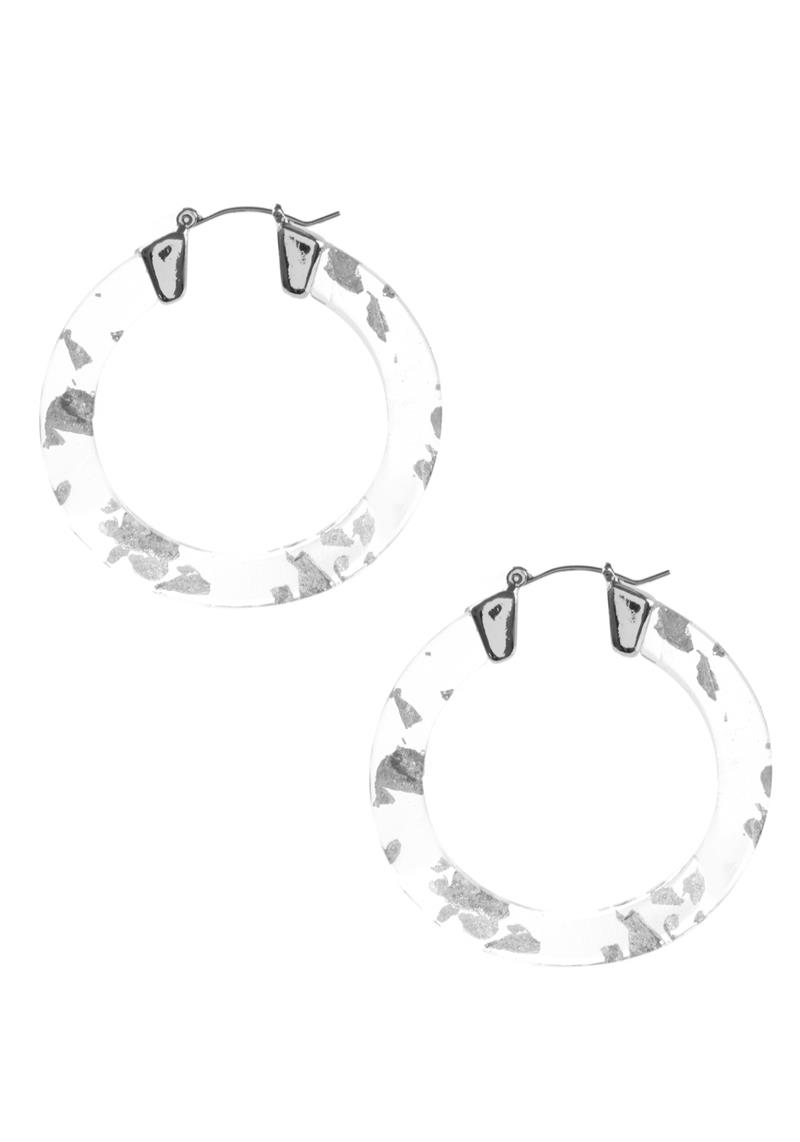 CLEAR GOLD FLAKE HOOP EARRING