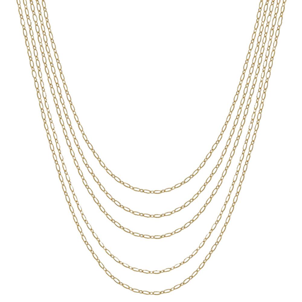 5 LAYERED METAL CHAIN SHORT NECKLACE