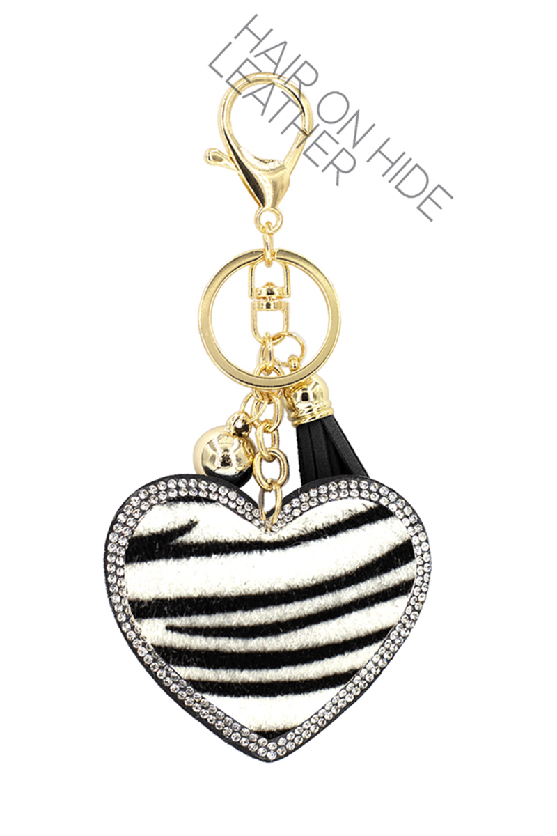 HEART LEOPARD BROWN KEYCHAIN