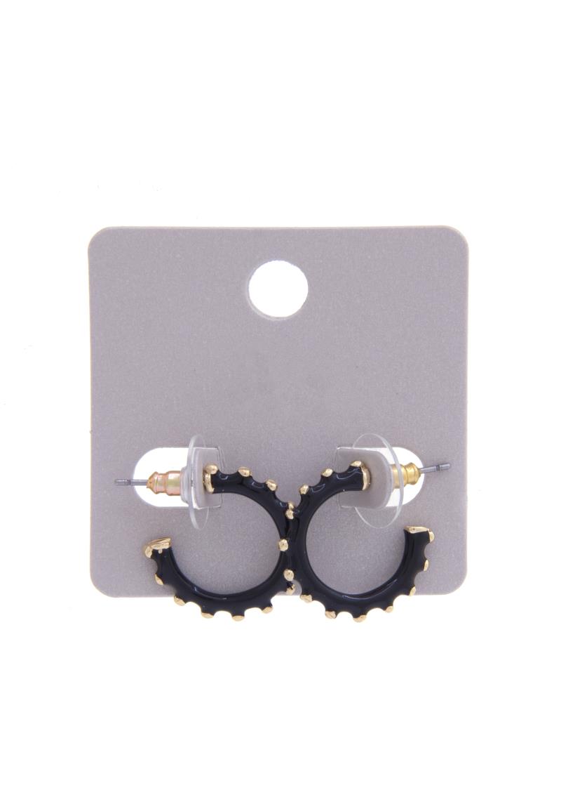 BALL BEAD ENAMEL OPEN CIRCLE EARRING