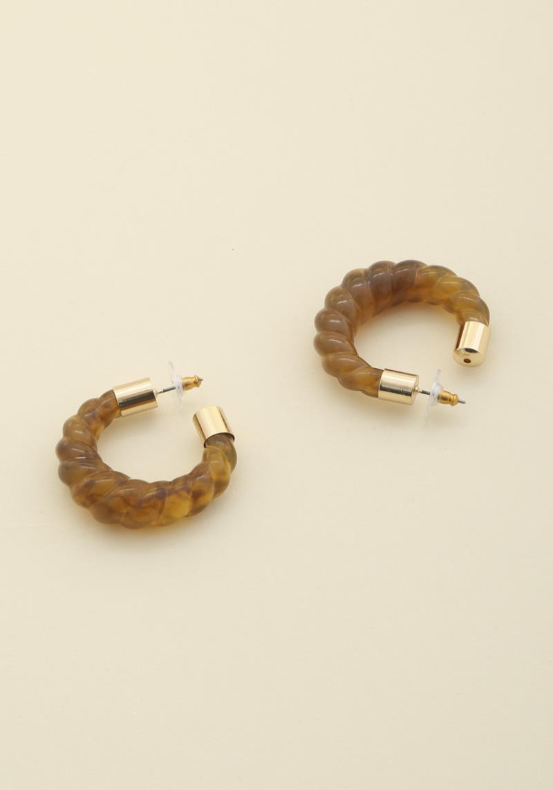 ACETATE CROISSANT OPEN CIRCLE EARRING