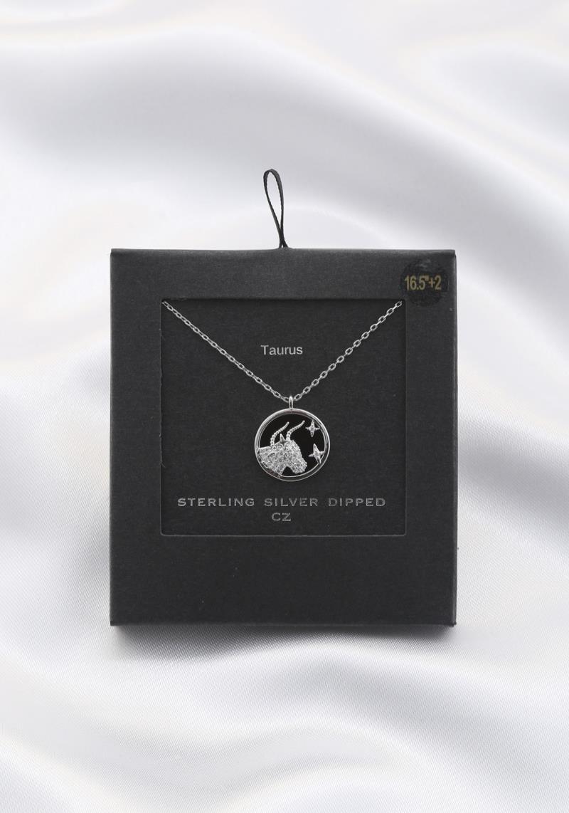 ROUND HOROSCOPE ZODIAC SIGN PENDANT STERLING SILVER DIPPED NECKLACE