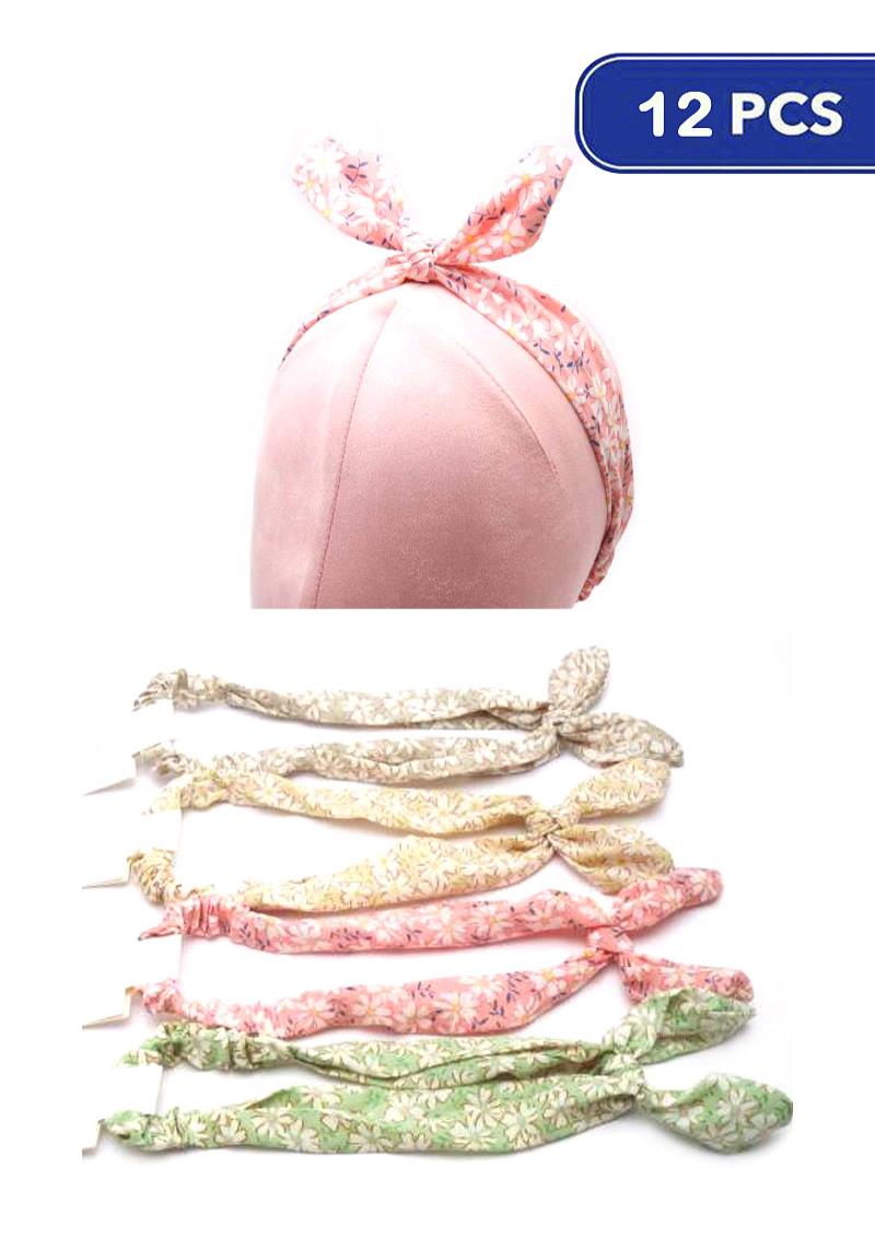 FASHION FLOWER RIBBON HEADBAND (12 UNITS)