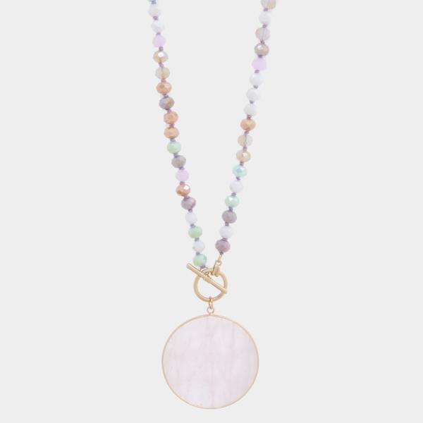 STONE DISC BEADED NECKLACE