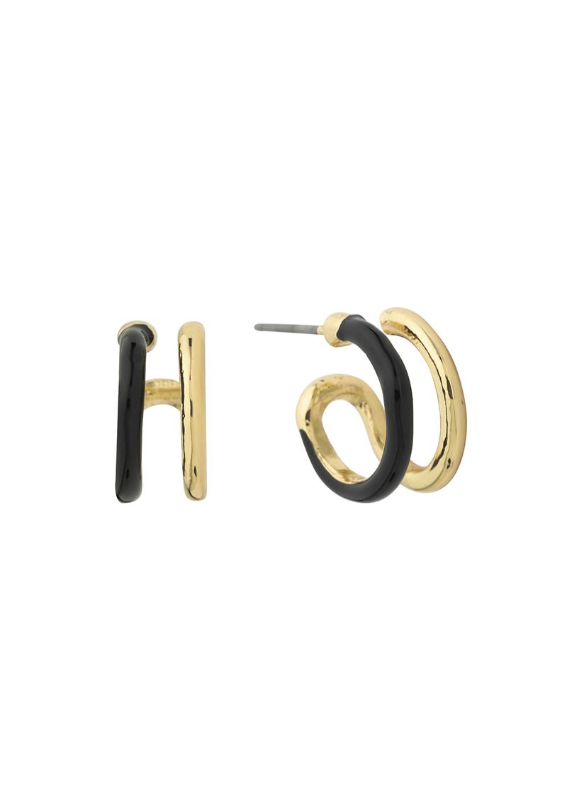 TWO TONE MINI DOUBLE HOOP EARRING
