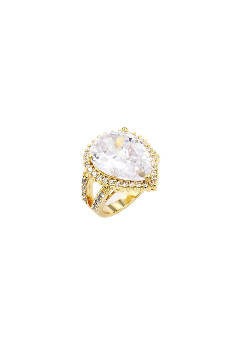 CRYSTAL STONE WIDE RING