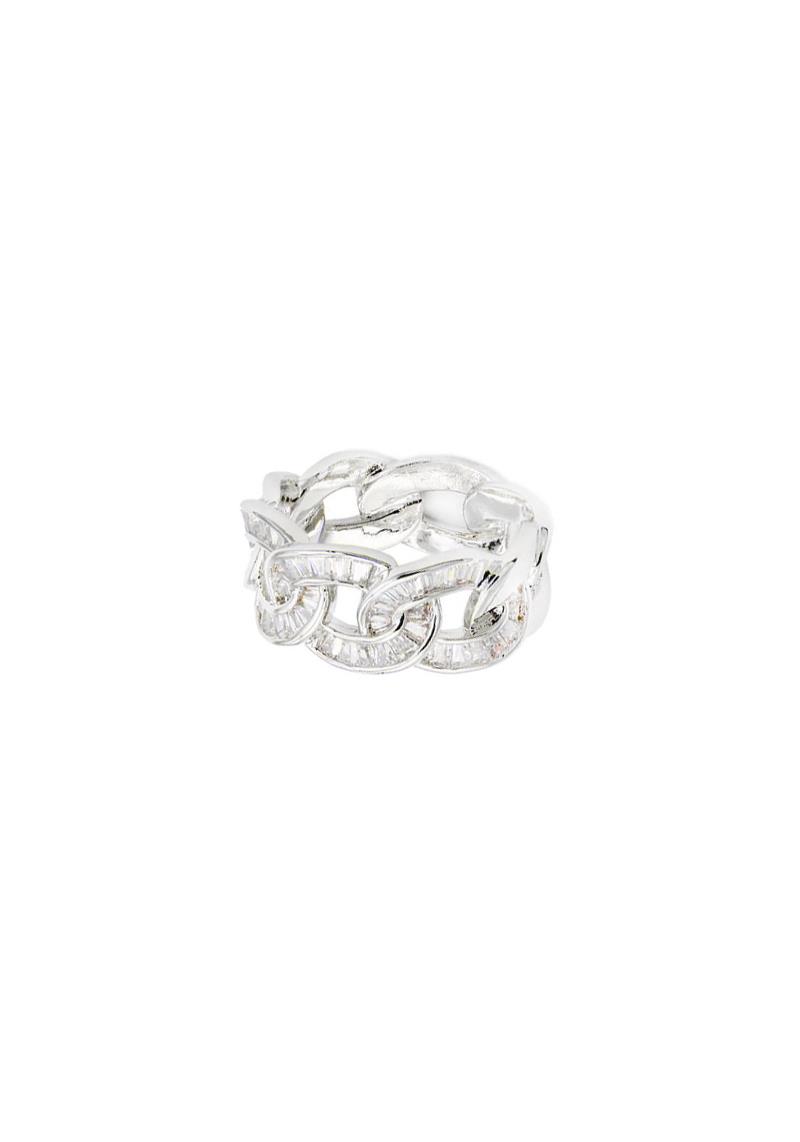 RHINESTONE METAL CHAIN RING