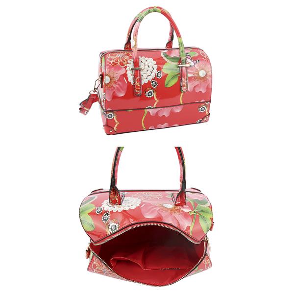 2IN1 FLORAL PRINT TEXTURE DUFFEL BAG WITH WALLET SET