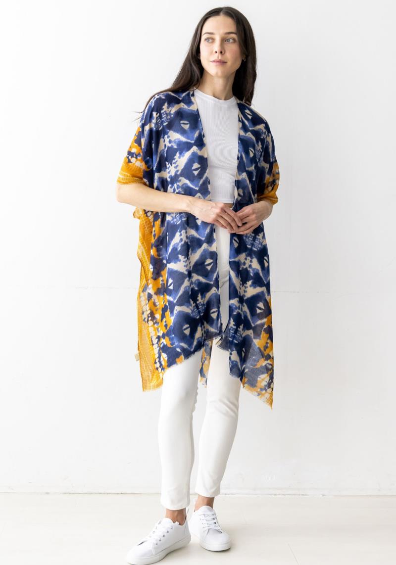 INDIGO IKAT PRINT KIMONO