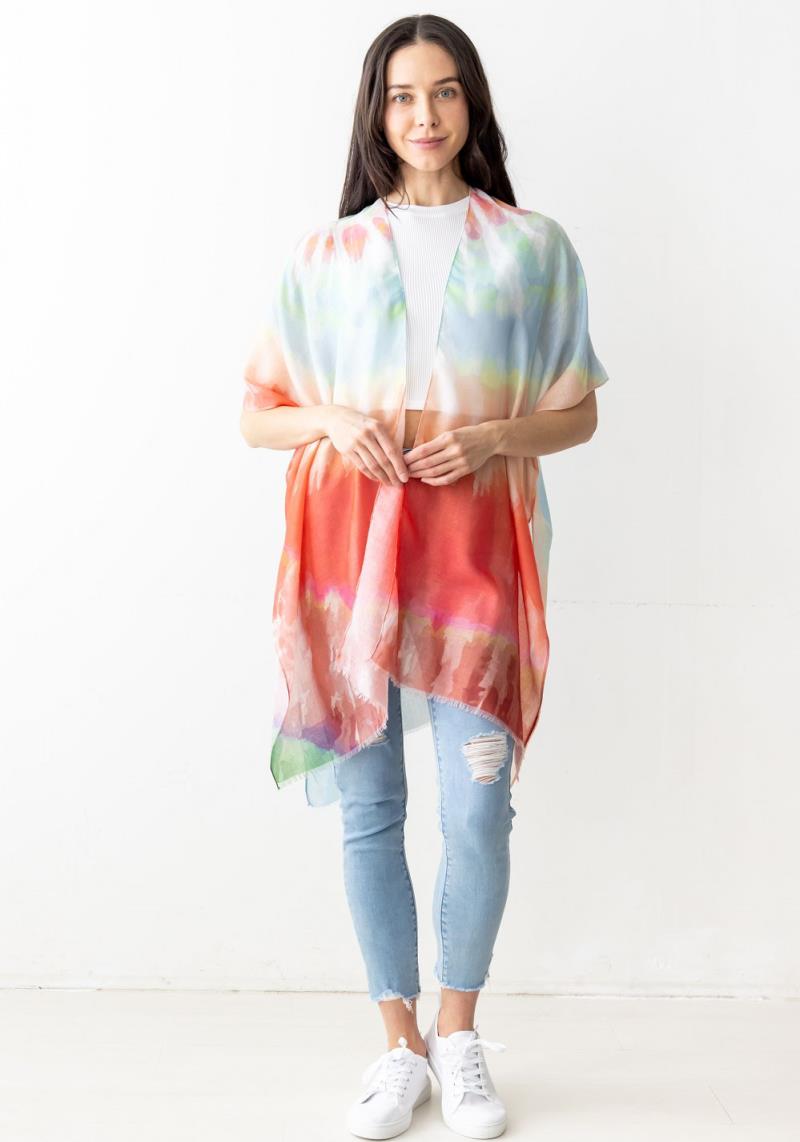 SPIRAL TIE-DYE PRINT KIMONO