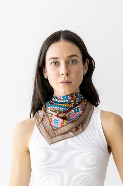 SOUTHWESTERN PRINT SILKY SQUARE SCARF