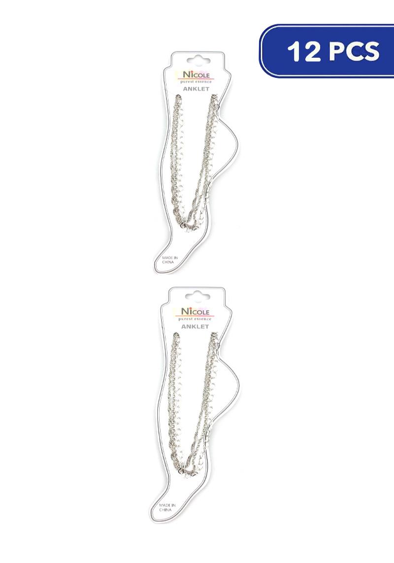 FASHION METAL CHAIN LAYERED ANKLET (12 UNITS)