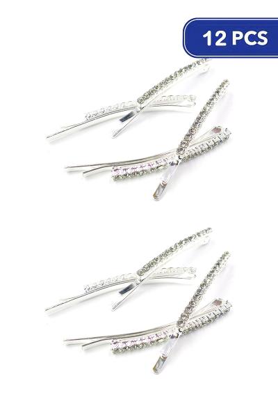 FASHION RHINESTONE HAIR PIN 2 PC SET (12 UNITS)