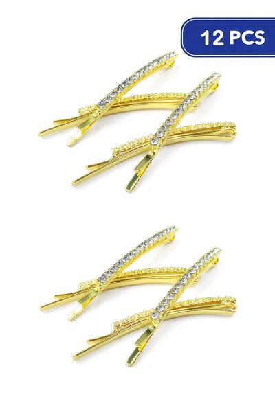 FASHION RHINESTONE HAIR PIN 2 PC SET (12 UNITS)