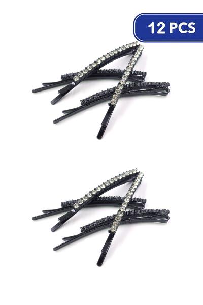 FASHION RHINESTONE HAIR PIN 2 PC SET (12 UNITS)