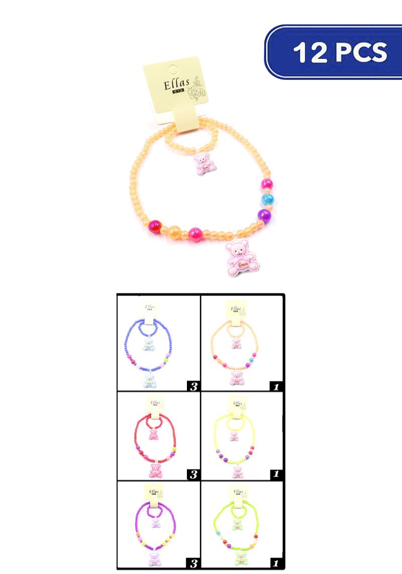 FASHION BEAR SEED BEAD BRACELET RING SET (12 UNITS)