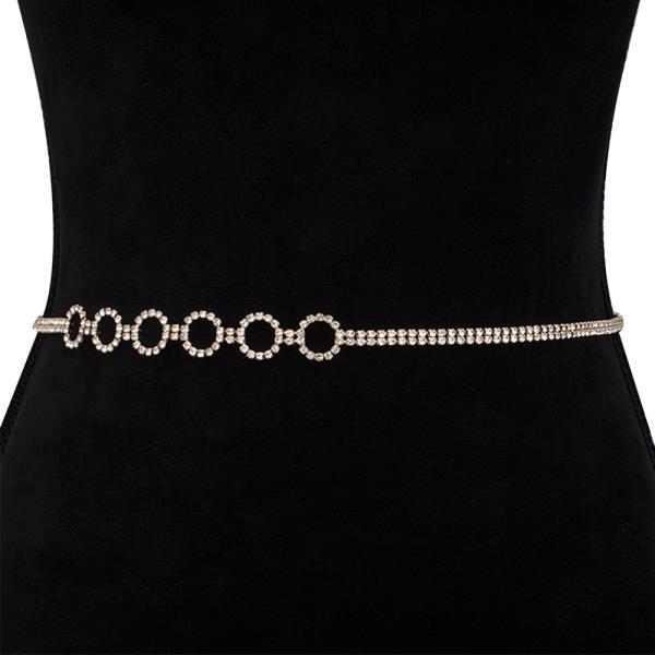 RHINESTONE CIRCLE PATTERN HOOK BELT