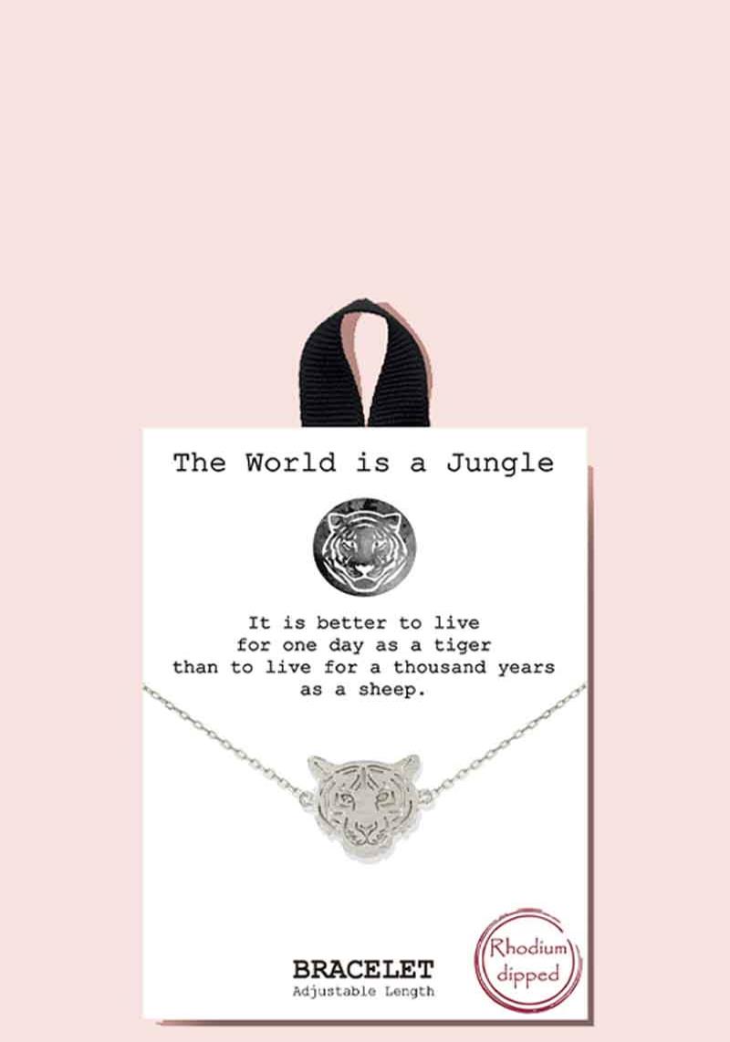 18K GOLD RHODIUM DIPPED THE WORLD IS A JUNGLE  BRACELET
