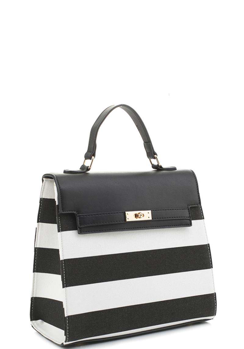 FASHION TWO TONE STRIPE DESIGN HANDLE TOTE BAG