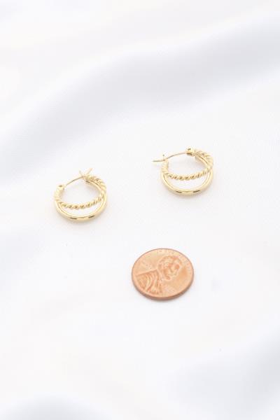 TWIST DOUBLE HOOP 14K GOLD DIPPED EARRING