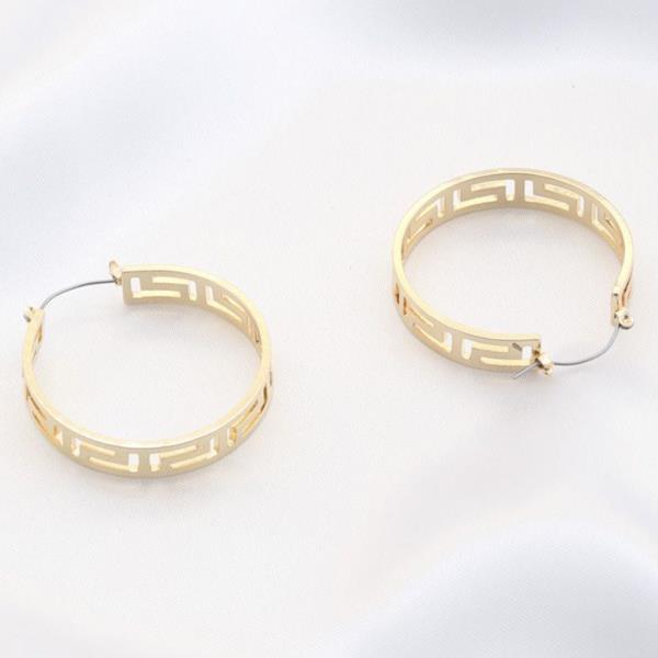 GREEK PATTERN METAL HOOP EARRING