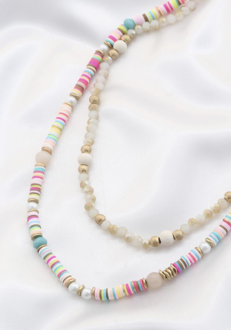 RUBBER BEAD LAYERED NECKLACE