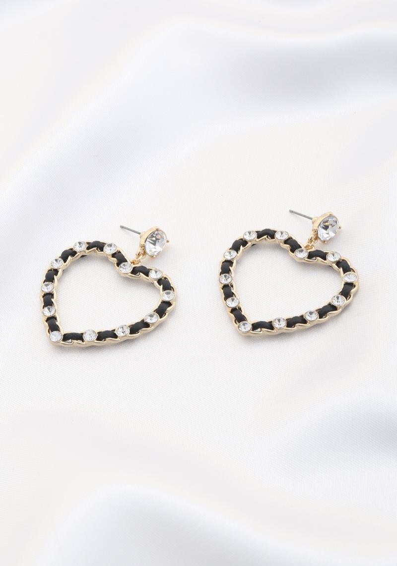 HEART RHINESTONE DANGLE EARRING