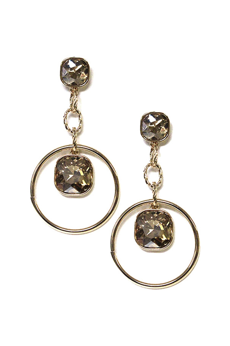 CRYSTAL STONE ROUND DANGLE EARRING