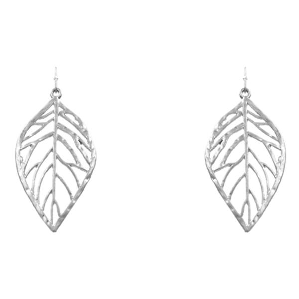 CUT OUT LEAF METAL DANGLE EARRING