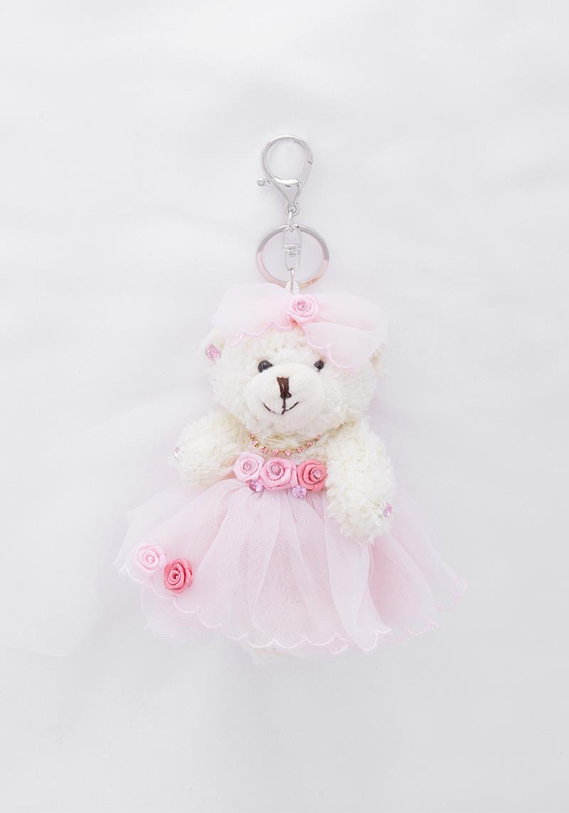 SOFT DRESSED ROSE BEAR DOLL KEY CHAIN