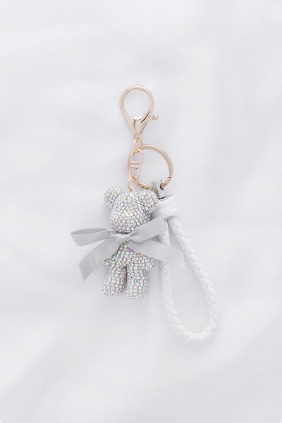RHINESTONE BOW TIE BEAR STRAP METAL KEY CHAIN
