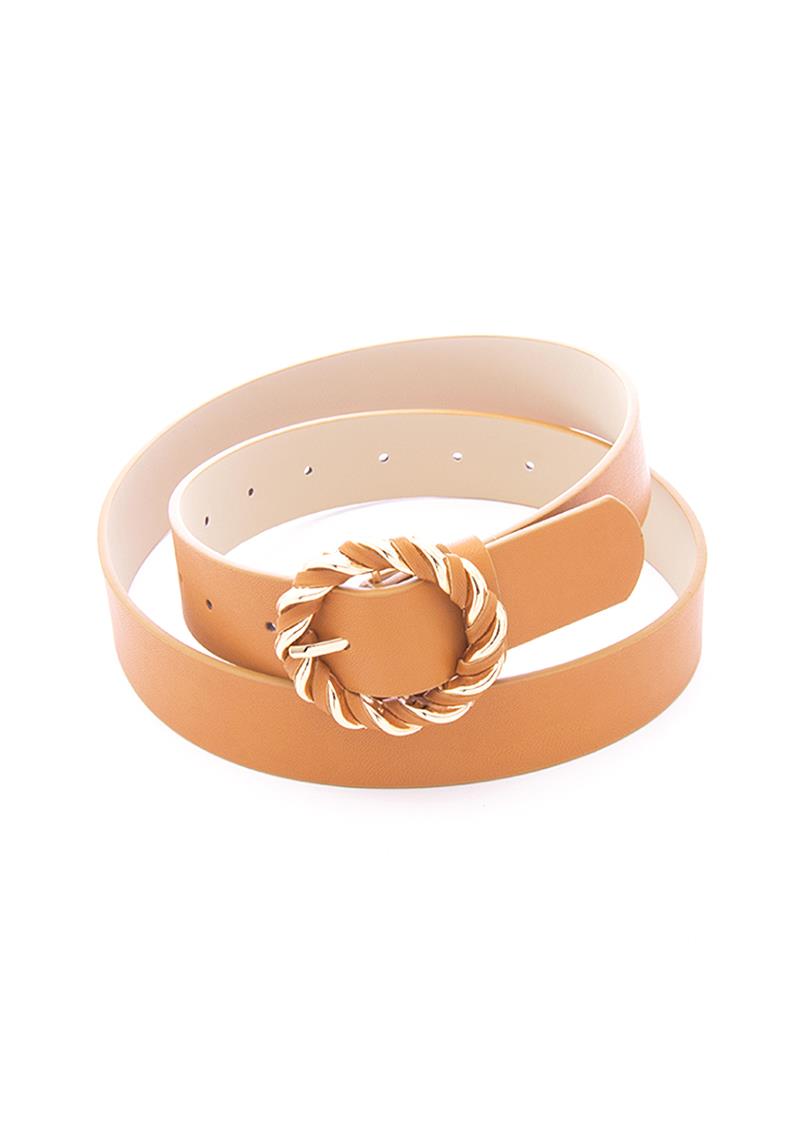 PLAIN METAL SWIRL DESIGN BUCKLE BELT