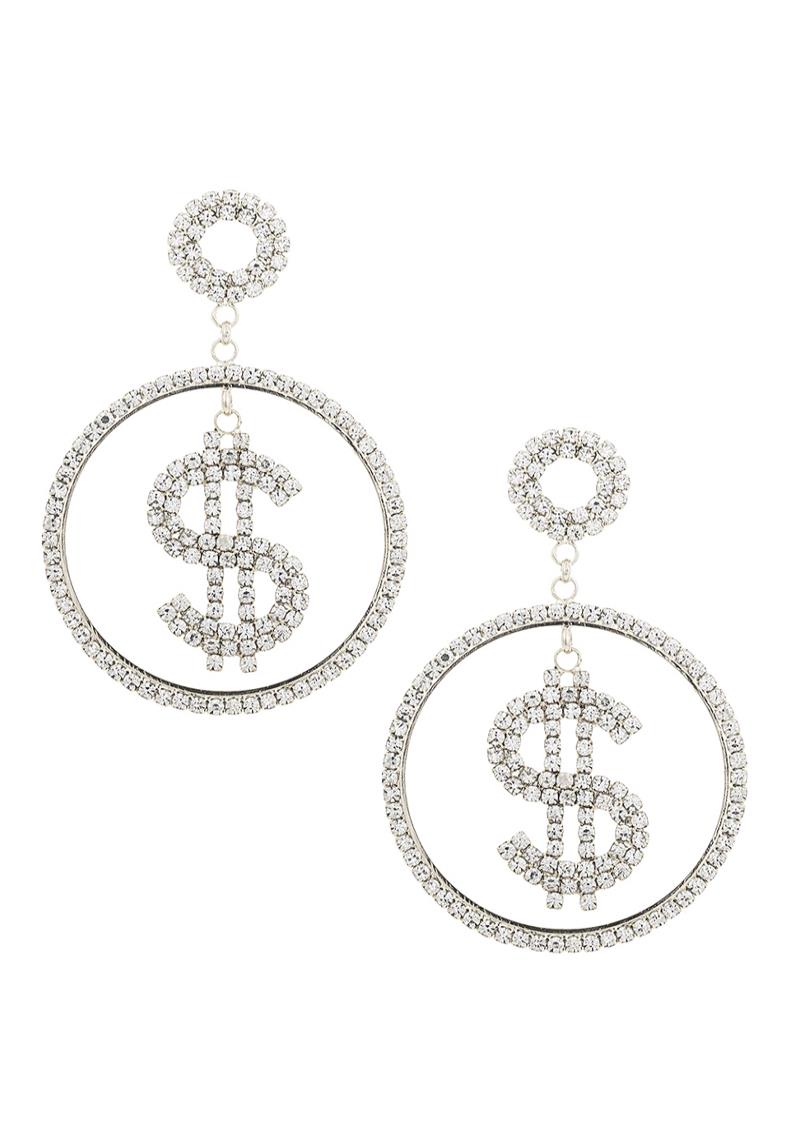 RHINESTONE DOLLAR CIRCLE DANGLE EARRING