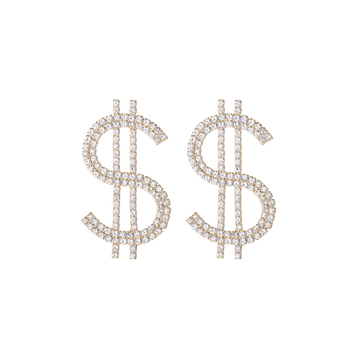 RHINESTONE DOLLAR POST EARRING