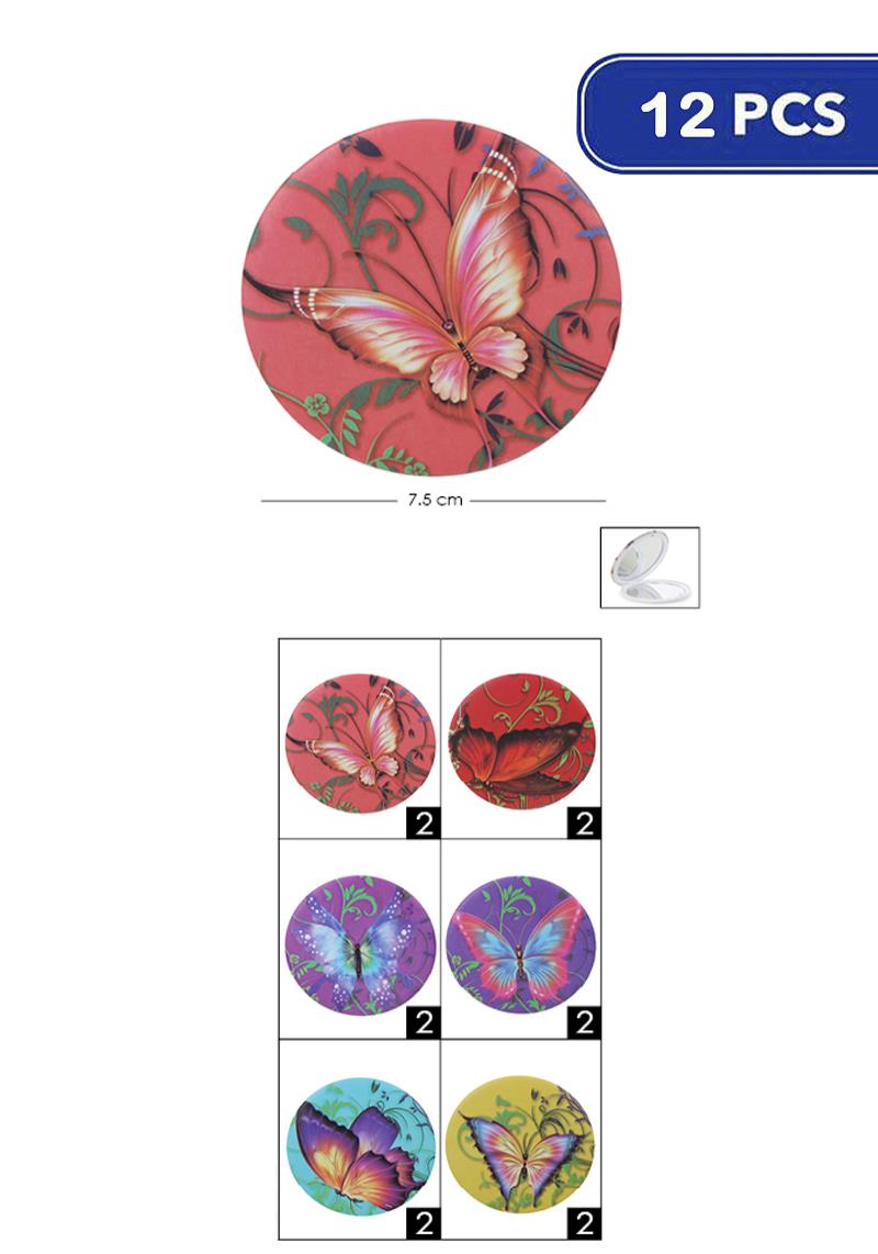 FASHION BUTTERFLY ROUND HAND MIRROR (12 UNITS)