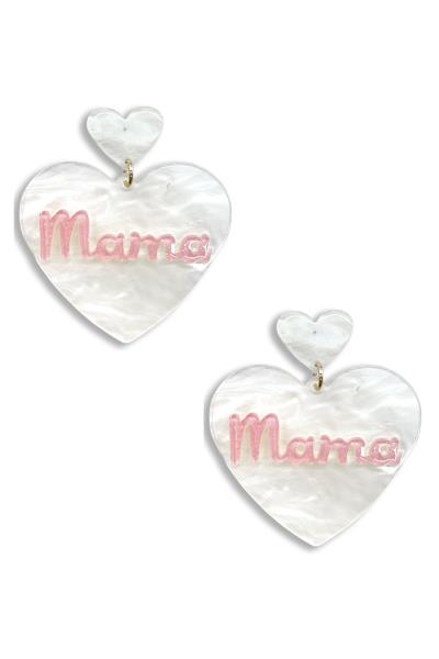 RESIN MAMA HEART DANGLE EARRING