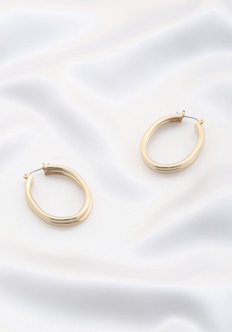 DOUBLE OVAL METAL DANGLE EARRING