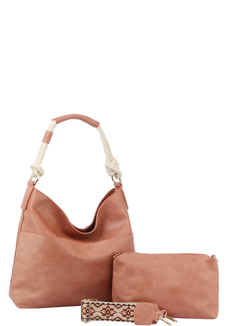 2IN1 PLAIN HOBO BAG WITH MATCHING BAG AND GUITAR STRAP SET