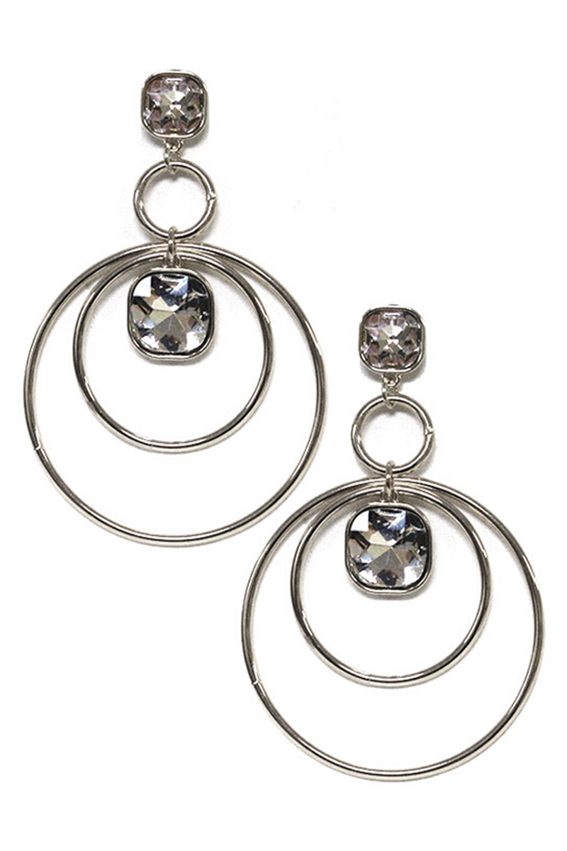 CRYSTAL STONE ROUND DANGLE EARRING