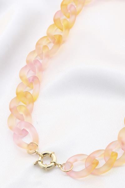TWO TONE SMOOTH TEXTURE CURB LINK NECKLACE