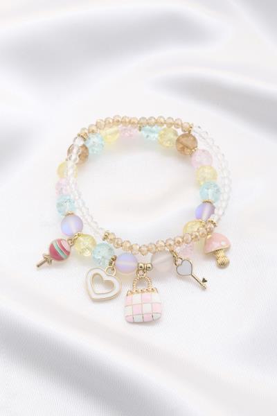 HAPPY FACE POPSICLE CHARM BEADED BRACELET SET