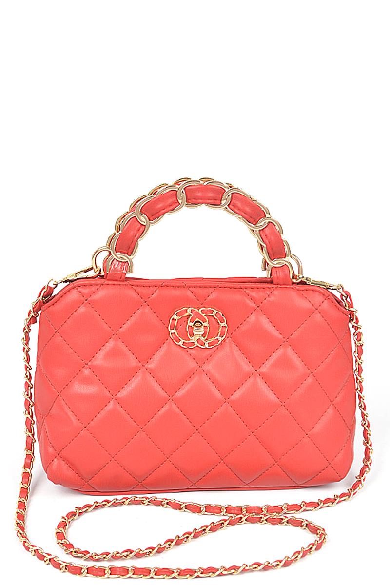 QUILTED TOP CHAIN HANDLE CROSSBODY BAG