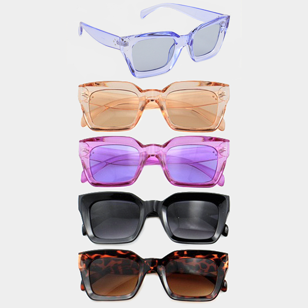 MODERN CLEAR COLOR CHIC CAT EYE SQUARE SUNGLASSES 1DZ