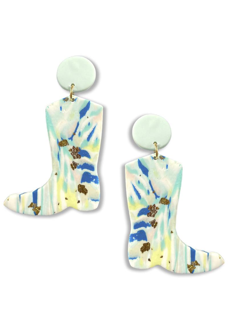 CLAY BOOTS DANGLE EARRING