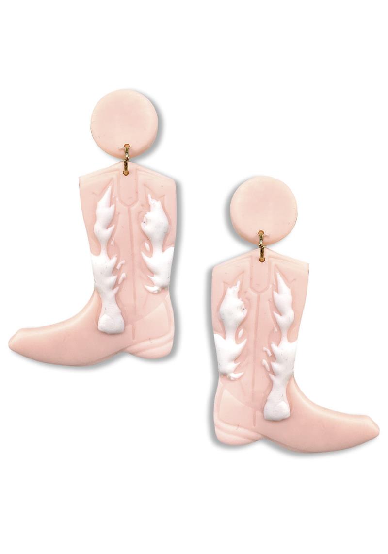 RODEO WESTERN CLAY STYLE BOOTS DANGLE EARRING