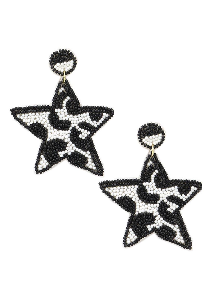 SEED BEAD STAR DANGLE EARRING