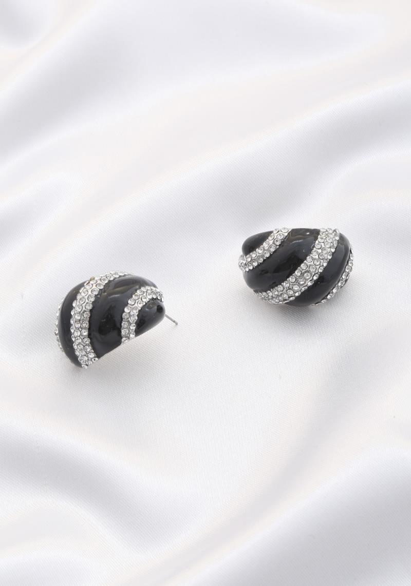 RHINESTONE ENAMEL COLOR METAL EARRING