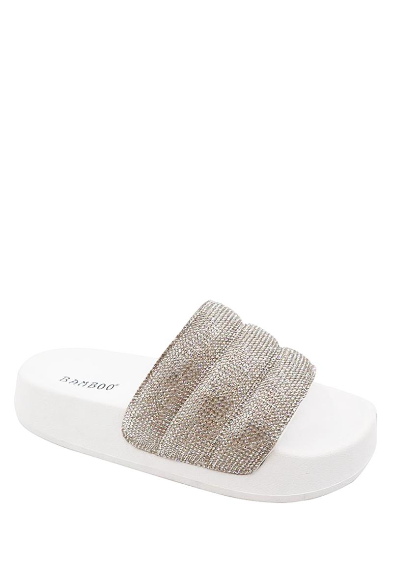 FASHION MULTI STUD PUFF STRAP PLATFORM SLIPPER